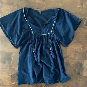 Jcrew tunic with silver trim and tassels